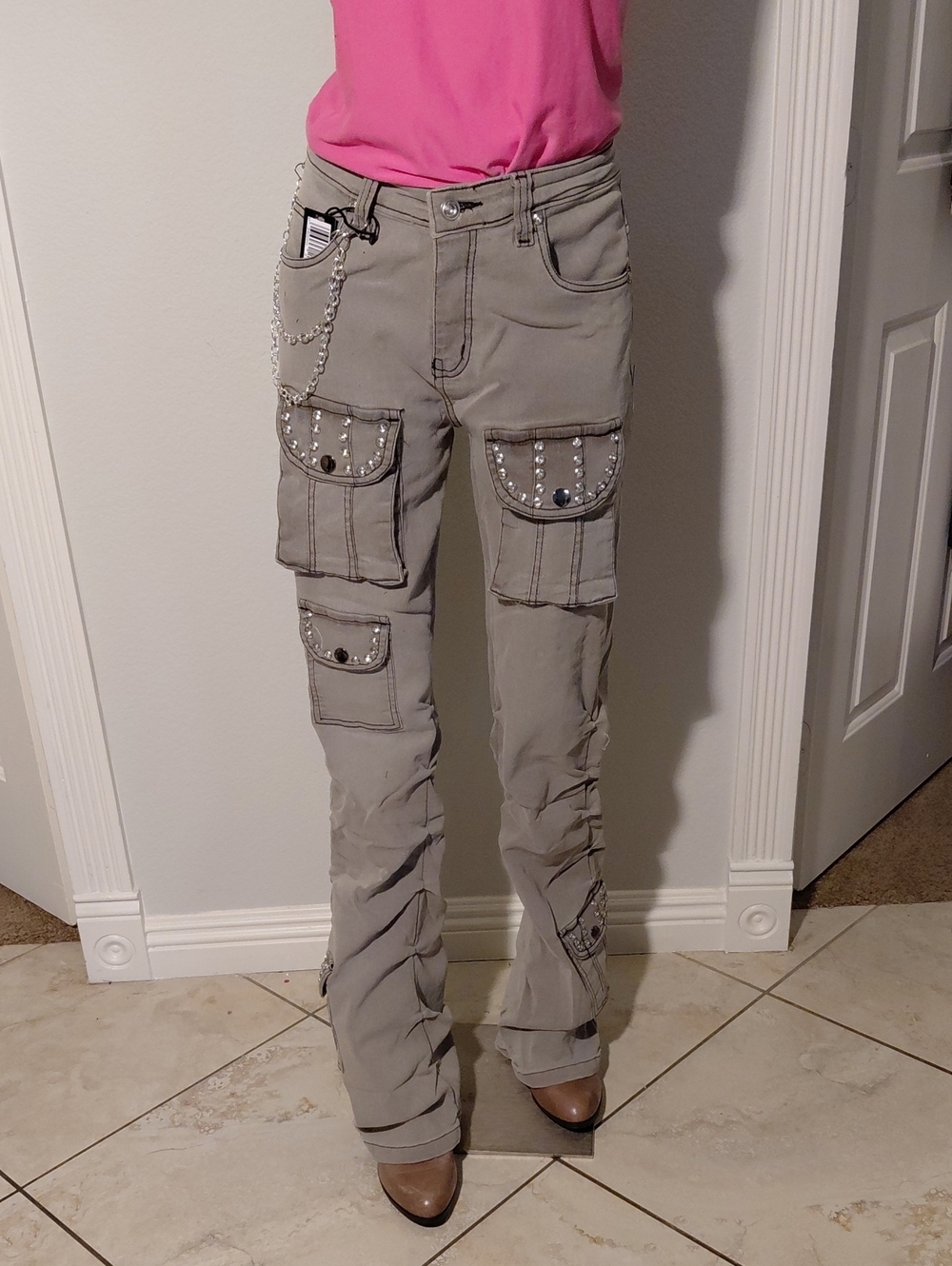 Studded Cargo Gray Pants